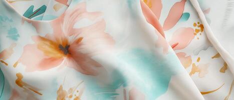 Floral Watercolor Pattern Fabric Detail Close-up photo