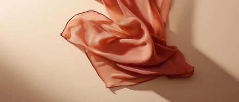 Flowing Salmon Colored Silk Fabric Texture photo