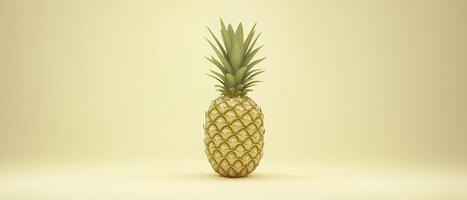 Isolated Pineapple Against Light Yellow Background photo