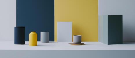 Geometric Still Life With Cylinders And Cubes photo