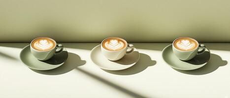 Three Cappuccino Cups In Light photo
