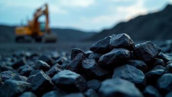 Heap Of Coal With Excavator Background photo
