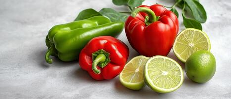 Bell Peppers With Lime Still Life photo