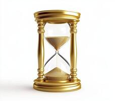 Golden Hourglass On White Studio Background photo