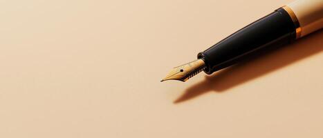 Fountain Pen Nib Close-Up On Paper photo