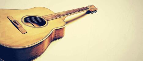 Acoustic Guitar Resting On Creamy Surface photo