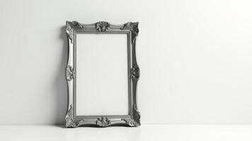Ornate Silver Picture Frame On White Surface photo