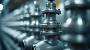 Industrial Valves In A Row- Close-Up photo