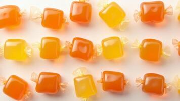 Orange And Yellow Wrapped Hard Candies photo