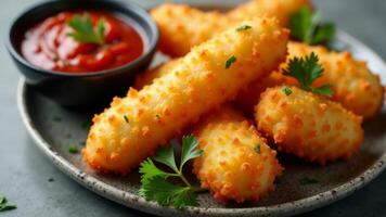 Crispy Fried Mozzarella Sticks With Marinara Sauce photo