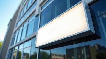 Blank Store Sign on Building Facade photo