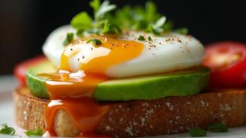 Poached Egg On Toast With Avocado photo