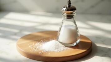 Salt Shaker On Wood Plate photo