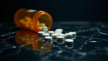 Prescription Pills Spilled From A Pill Bottle photo