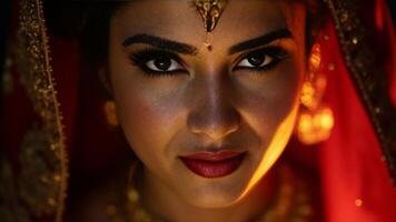 Portrait Of Beautiful Indian Bride photo