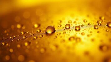 Golden Drops On Surface, Macro Shot photo