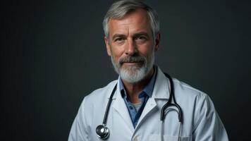 Experienced Doctor With Stethoscope And Lab Coat photo