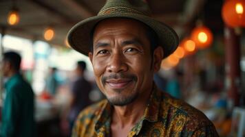Portrait Of Man In Thai Market photo
