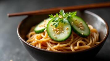 Cold Sesame Noodles With Cucumber And Parsley photo