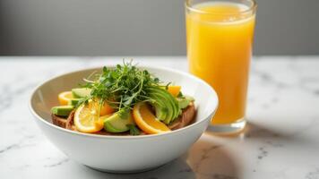 Healthy Breakfast Toast With Orange Juice photo