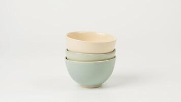 Stacked Bowls In Soft Pastel Colors photo