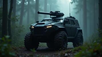 Black Armored Vehicle In Forest photo