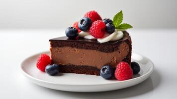 Chocolate Cake Slice With Berries photo