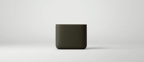 Matte Brown Square Vase On White photo