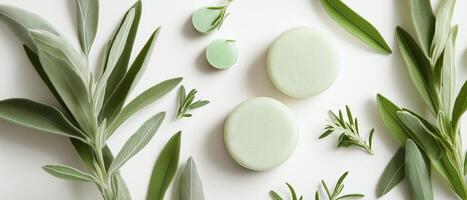 Herbal Solid Shampoo Bars With Greenery photo