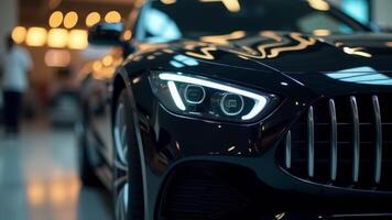 Close-Up Front View Of Black Car photo