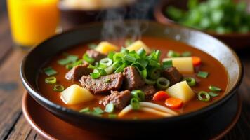 Beef Soup With Potatoes And Greens photo