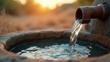 Water Flowing From Old Stone Fountain photo