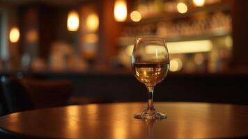 Glass Of White Wine On Table photo