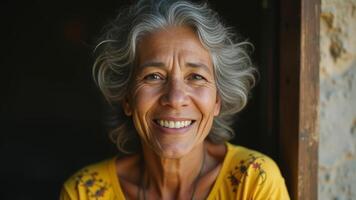 Smiling Mature Woman-Close-Up Portrait photo