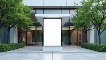 Blank Billboard Mockup Outside Modern Building photo