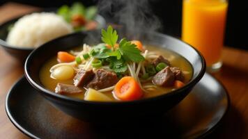 Beef Noodle Soup, Orange Juice Meal photo