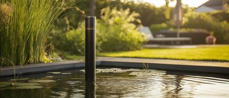 Garden Pond With Water Feature Post photo