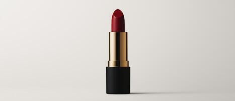 Red Lipstick With Gold Tube Isolated photo