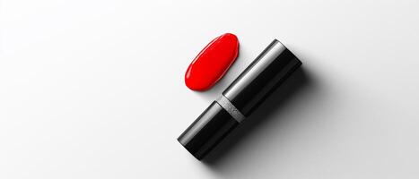 Red Lipstick With Red Color Swatch photo