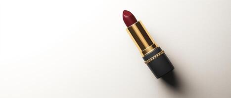 Elegant Red Lipstick On White Background photo