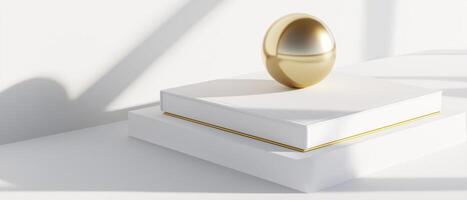 Golden Sphere on White Pedestal-Style Display photo