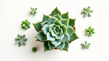 Succulent Plant Arrangement on White Background photo