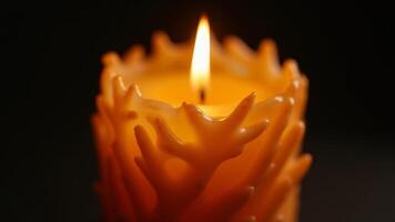Decorative Candle With Burning Flame-Close-Up photo