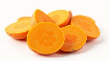 Slices Of Fresh Orange Carrots On White photo