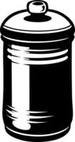 A Black and White Illustration of silhouette a Cylindrical Container with a Lid vector