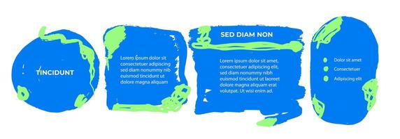 Hand drawn text boxes collection. Data visualization. Design element for presentation with copy space. Workflow layout with list. Grunge brush strokes, textures. Frames for text. Speech bubbles vector