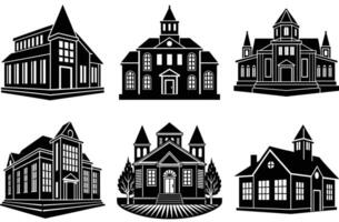 set of houses silhouette vector