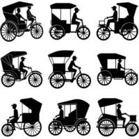 Set of rickshaw puller vector