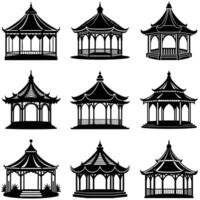 Set of Pavilion silhouette vector