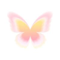 Brightly glowing neon butterfly. Pink gradient butterfly in y2k style, nostalgia for the 2000s. isolated icon with blur effect vector